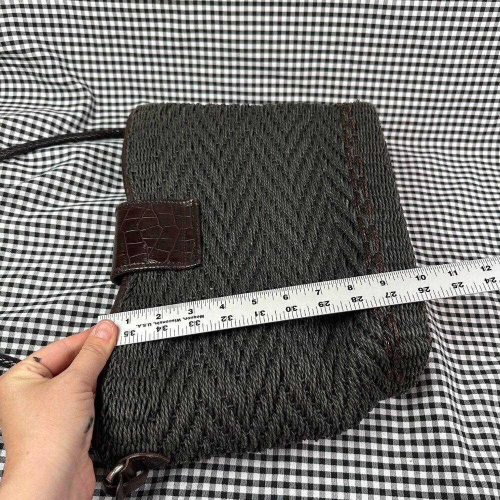 Brighton Vintage Basket Weave Black Brown Purse Medium Shoulder Bag - Picture 5 of 7